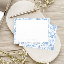 Elegant blå blomsterkant fransk Toile de Jouy Anteckningskort