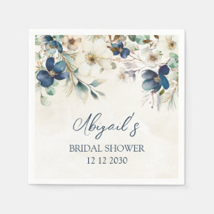 Elegant blå blomsterliknande vinterbröllopsservett pappersservett