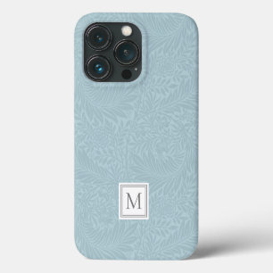 Elegant Blå Boho Botanisk Mönster Monogram