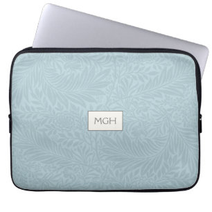 Elegant blå boho botanisk mönster monogram laptop fodral