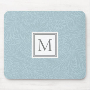 Elegant Blå Boho Botanisk Mönster Monogram Musmatta