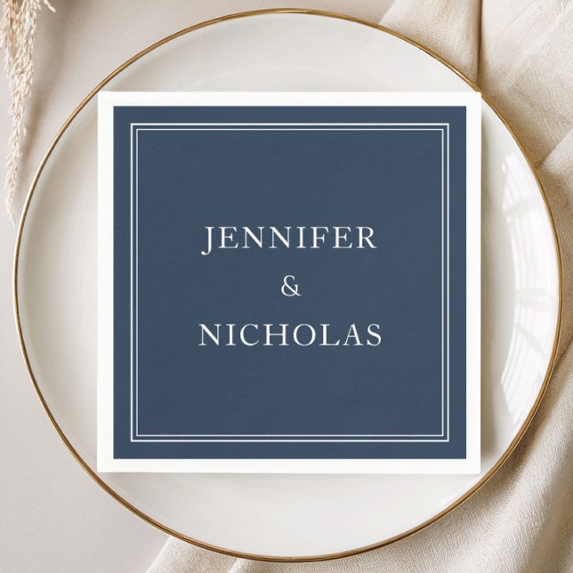 Elegant blå bröllop pappersservett (Elegant Navy Blue Wedding Napkins)