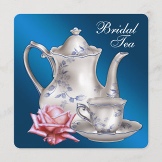 Elegant Blå Bröllops Te-fest Inbjudningar