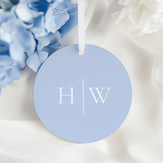 Elegant Blå Bröllopsmonogram Gåvor Etiketter