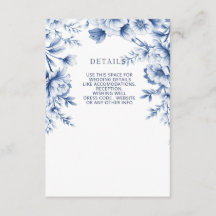 Elegant Blå Chinoiserie Blommig Botanisk Bröllop