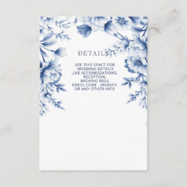 Elegant Blå Chinoiserie Blommig Botanisk Bröllop Tilläggskort