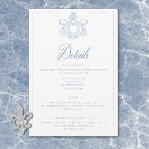 Elegant blå chinoiserie fågel kam Wedding detalj Tilläggskort