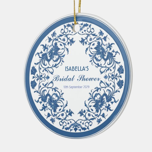 Elegant Blå Chinoiserie Viktorianska Kinesiska Blo Julgransprydnad Keramik (Vänster)