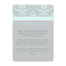 Elegant blå damast gästinformationskort