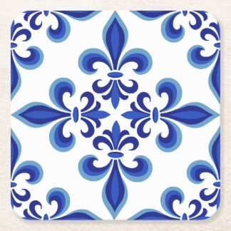 Elegant blå damast-lunch  underlägg papper kvadrat