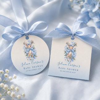 Elegant blå dambjörn babyshower gåvor etiketter