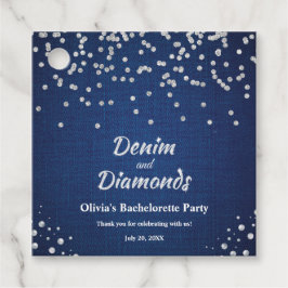 Elegant Blå Denim och Diamanter Sjungningsfest Gåvor Etiketter