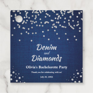 Elegant Blå Denim och Diamanter Sjungningsfest Gåvor Etiketter