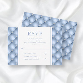 Elegant blå diamant tuffsat bröllop RSVP OSA Kort