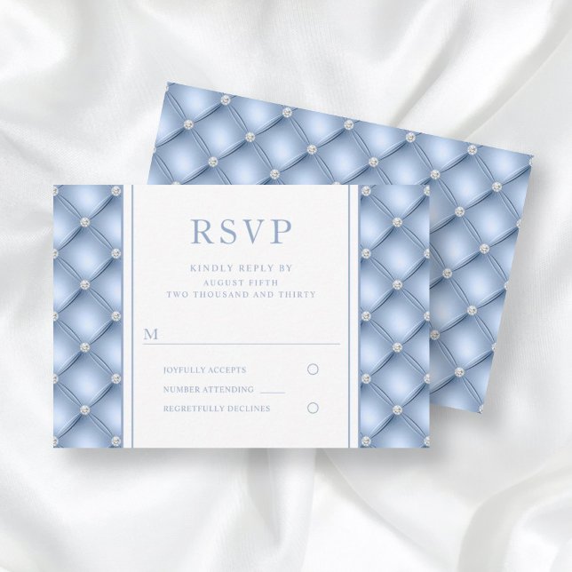 Elegant blå diamant tuffsat bröllop RSVP OSA Kort (Skapare uppladdad)