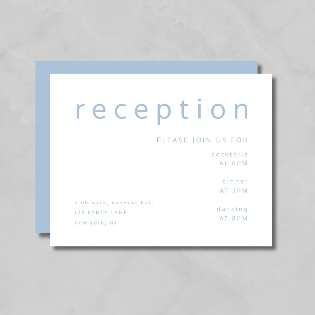 Elegant blå elegant bröllopsmottagning tilläggskort (Elegant Blue Elegant Wedding Reception Enclosure Card)