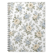 Elegant Blå & Elfenbensfärgad Blommig