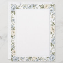 Elegant Blå & Elfenbensfärgad Blommig