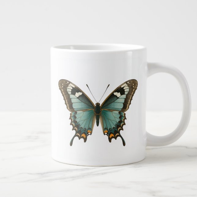 Elegant blå fjäril kaffemugg jumbo mugg (Höger)