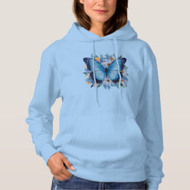 Elegant blå fjäril på blommor t shirt