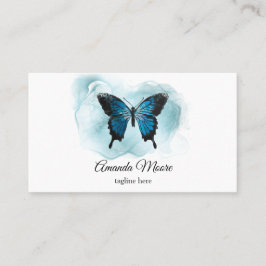 elegant blå fjärilspiksalonsalong skönhet salon bu visitkort