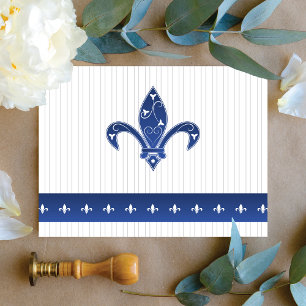 Elegant blå Fleur de Lis Tack Kort