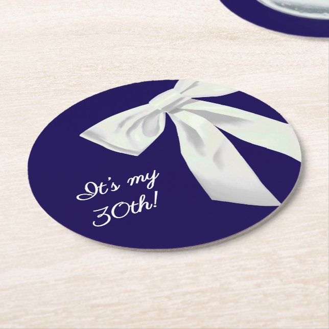 Elegant Blå födelsedag Pappra Underlägg Papper Rund (Vinklad)