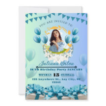 Elegant Blå Födelsedagsinbjudan – Anpassningsbar &