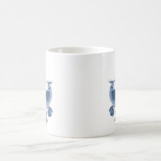 Elegant blå folkkonst fågel och blomster anpassad kaffemugg