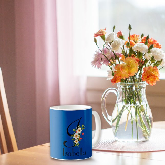 Elegant blå första blommigten Mugg (Skapare uppladdad)
