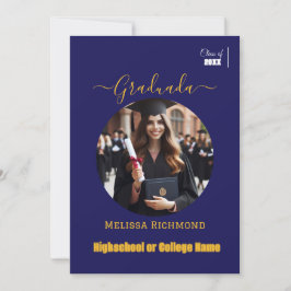 Elegant Blå Foto Spansk Graduerad Meddelande