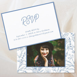Elegant Blå Fransk Blommig Bat Mitzvah RSVP-kort Tilläggskort