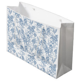 Elegant blå fransk Toile de Jouy blommig mönster