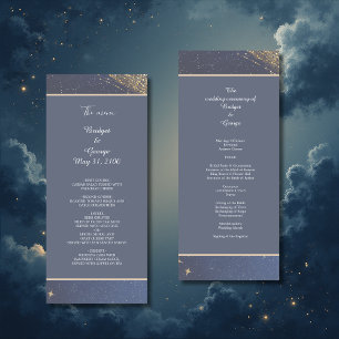 elegant blå galax himmelsk himmel bröllopsmeny program