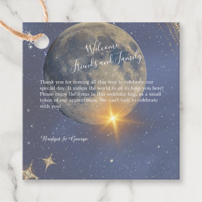 elegant blå galaxy celestial himmel bröllop gåvor etiketter (Framsida)
