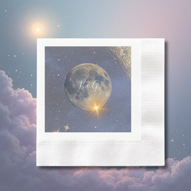 elegant blå galaxy celestial himmel bröllop pappersservett (Skapare uppladdad)