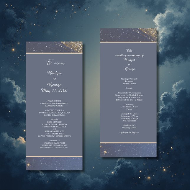 elegant blå galaxy himmel bröllop program (Skapare uppladdad)
