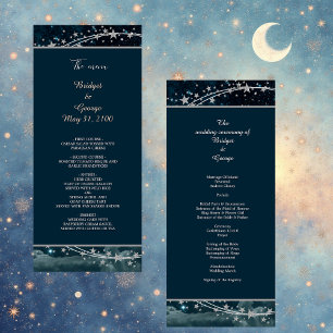 elegant blå galaxy himmel bröllop program