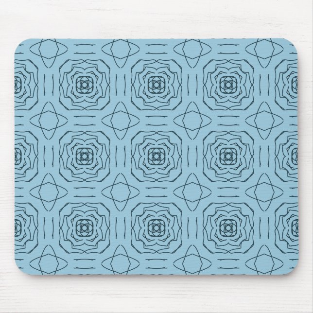 Elegant blå geometrisk linje konst sömlöst mönster musmatta (Framsidan)
