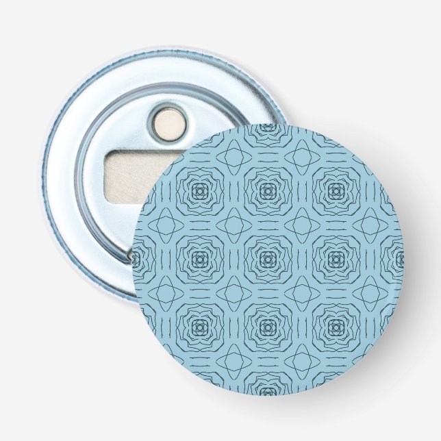 Elegant Blå Geometrisk Linjekonst Sömlöst Mönster Flasköppnare (Framsidan)