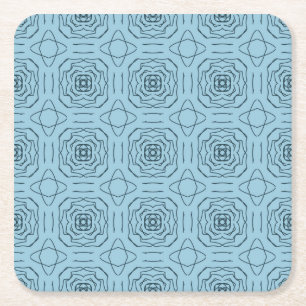 Elegant Blå Geometrisk Linjekonst Sömlöst Mönster Underlägg Papper Kvadrat