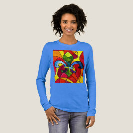 Elegant blå glasmålning Fleur-de-lis akvarell T Shirt