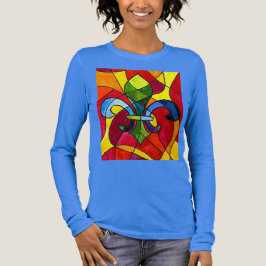 Elegant blå glasmålning Fleur-de-lis akvarell T Shirt