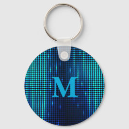 Elegant blå glittermonogram initial nyckelring