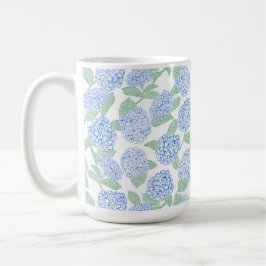 Elegant Blå Grön Hortensia Preppy Kaffemugg