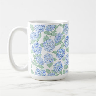 Elegant Blå Grön Hortensia Preppy Kaffemugg