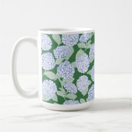Elegant Blå Grön Hortensia Preppy Kaffemugg