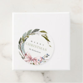 Elegant blå Grönt Vinterjul - andedräkt Gåvor Etiketter