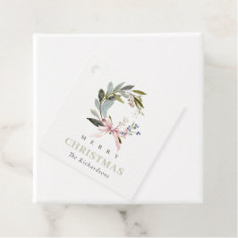 Elegant blå Grönt Vinterjul - andedräkt Gåvor Etiketter