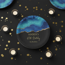 Elegant Blå Guld Abstrakt Marmordesign